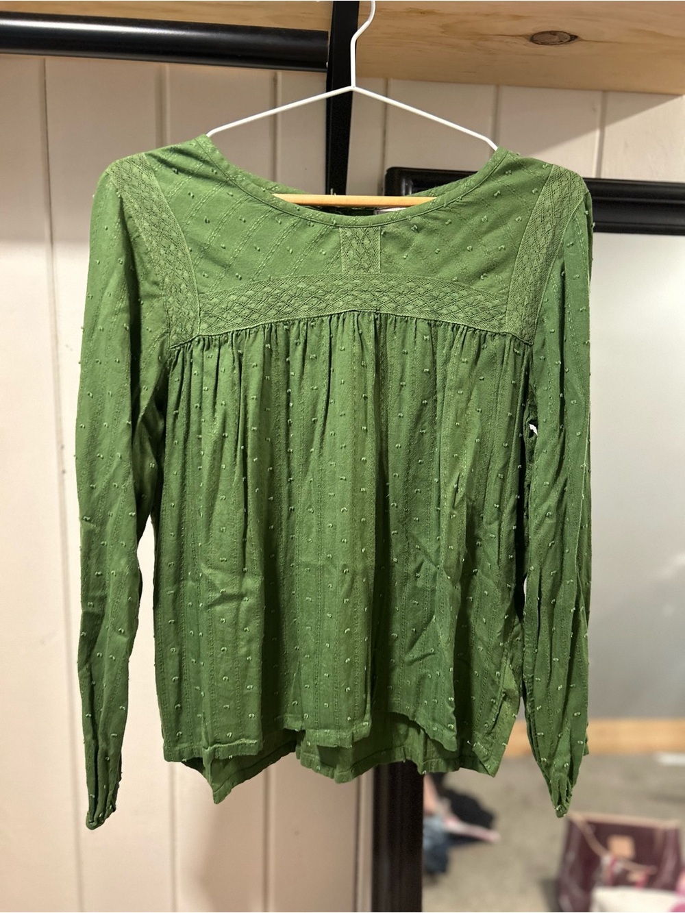 Ariat Olive Green Western Long Sleeve Textured Yoke Top